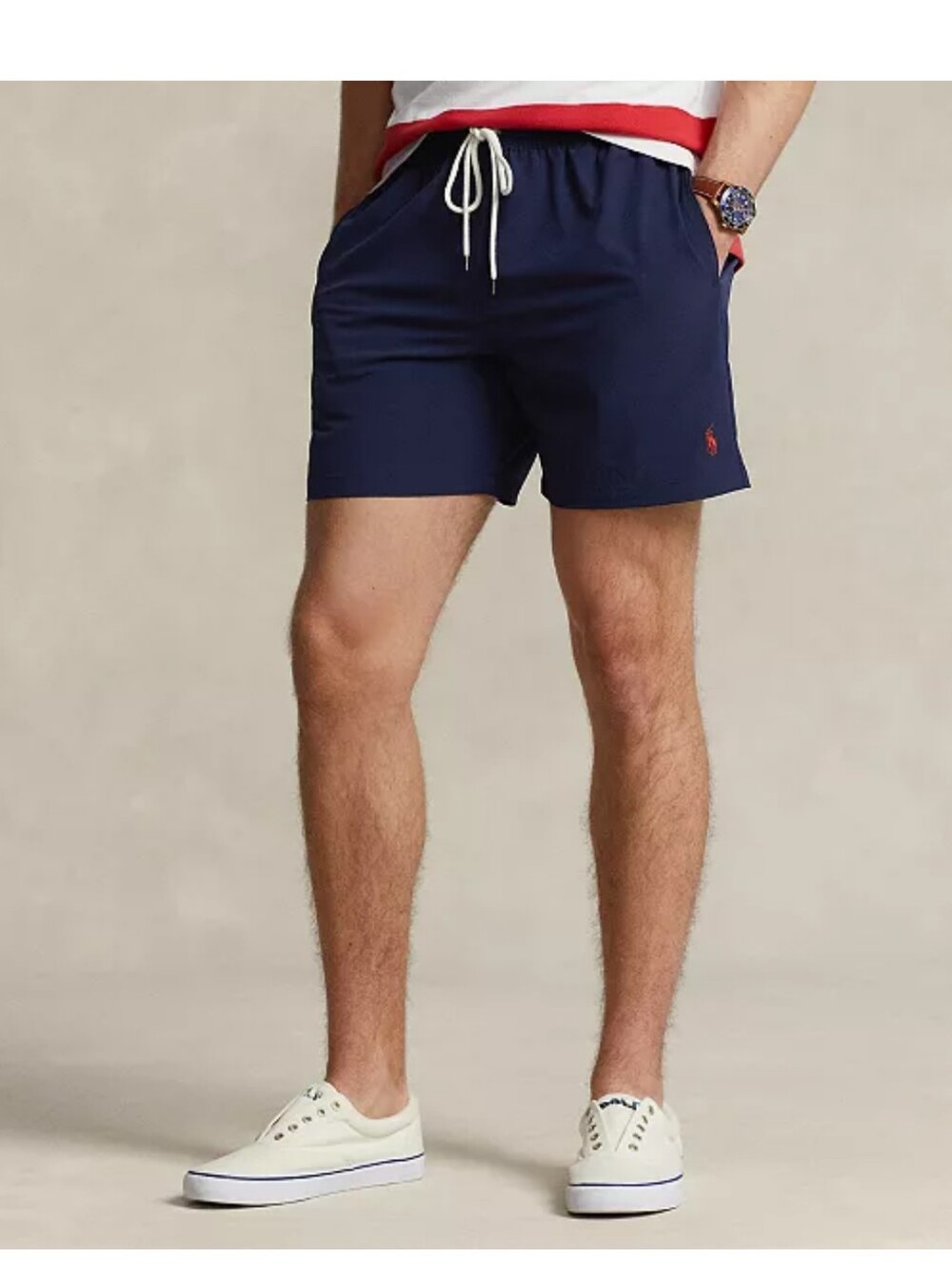Polo by Ralph Lauren Navy Swim Trunks with Red Accents - Picture 4 of 10